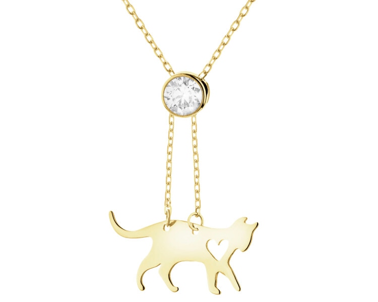 Złoty naszyjnik z cyrkonią - kot