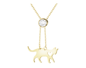 Złoty naszyjnik z cyrkonią - kot