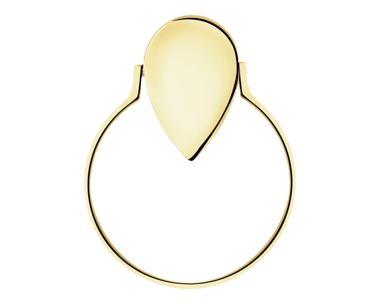 Złoty pierścionek z onyksem syntetycznym - łezka