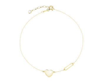 Złota bransoletka z cyrkonią - serce, mama