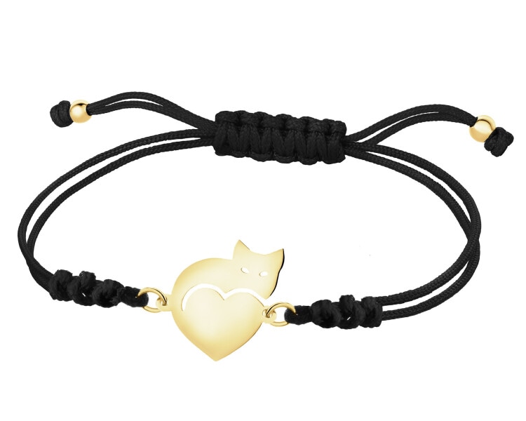 Bransoletka z elementami z żółtego złota - kot
