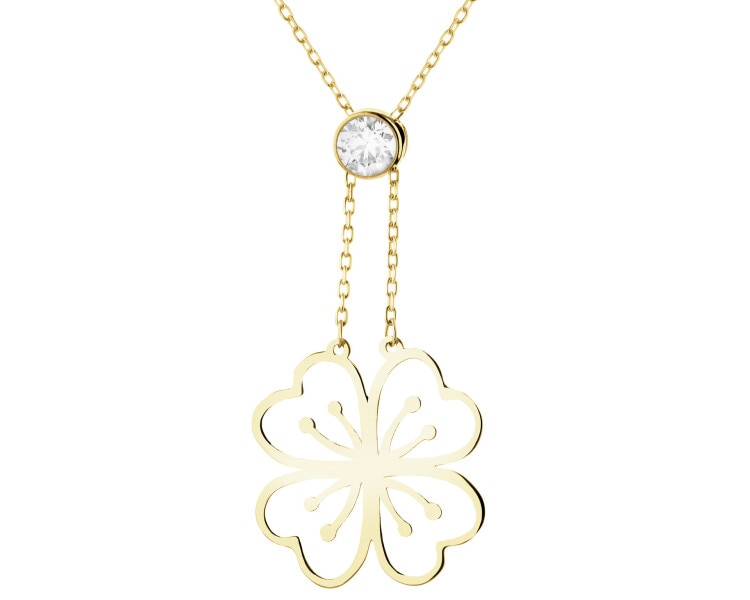 Złoty naszyjnik z cyrkonią - kwiat