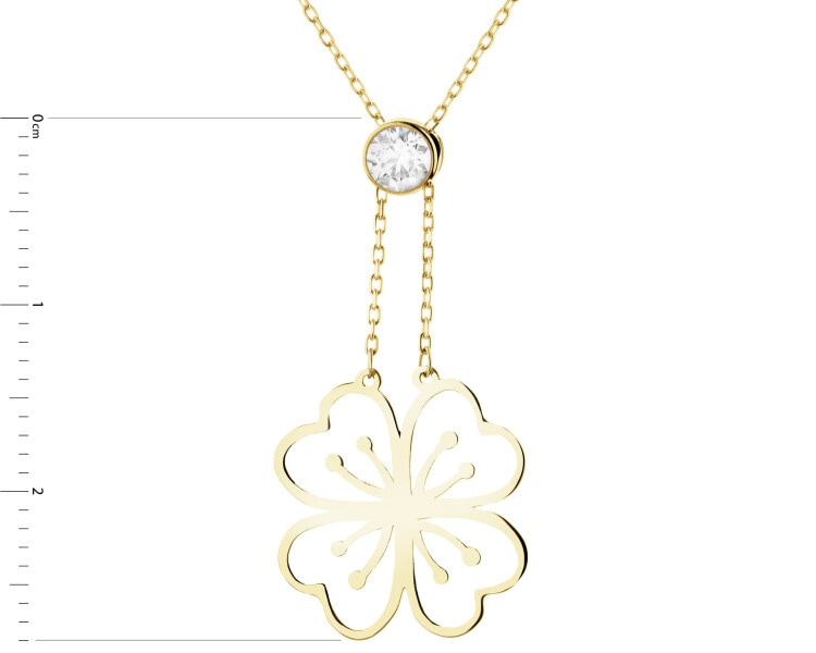 Złoty naszyjnik z cyrkonią - kwiat