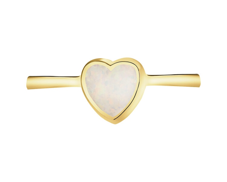 Zlatý prsten s opalitem - srdce