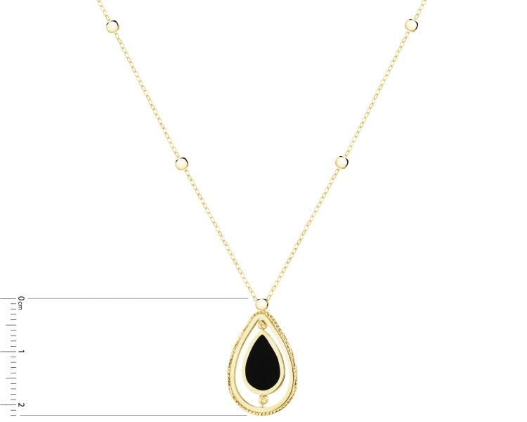 Złoty naszyjnik z onyksem syntetycznym
