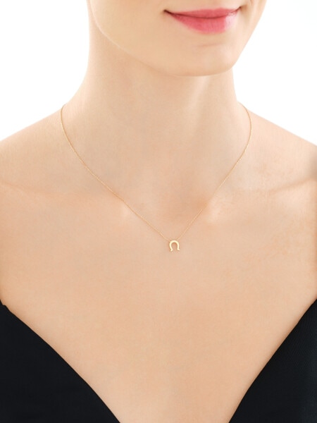 Złoty naszyjnik z cyrkonią - podkowa
