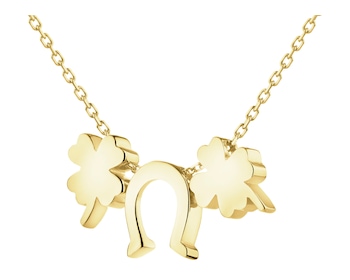 Złoty naszyjnik z cyrkonią - podkowa, koniczyny