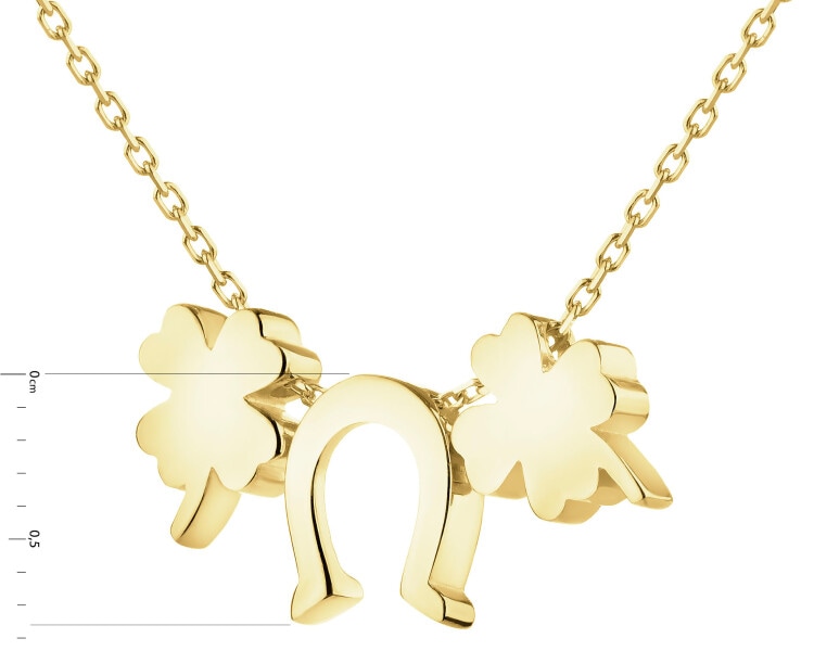 Złoty naszyjnik z cyrkonią - podkowa, koniczyny