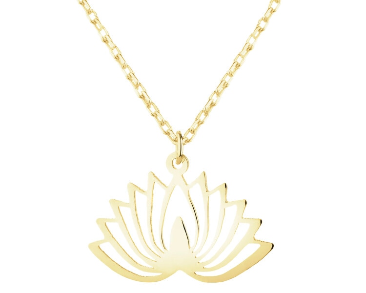 Złoty naszyjnik z cyrkonią - kwiat lotosu