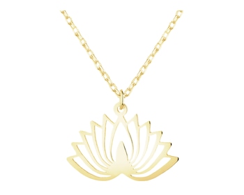 Złoty naszyjnik z cyrkonią - kwiat lotosu