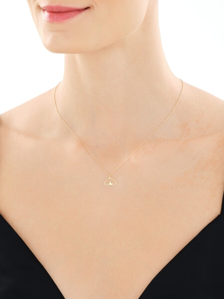 Złoty naszyjnik z cyrkonią - kwiat lotosu