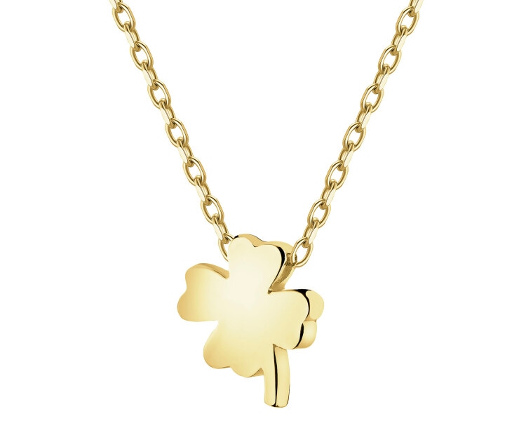 Złoty naszyjnik z cyrkonią - koniczyna