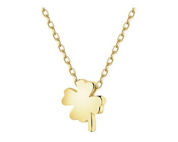 Złoty naszyjnik z cyrkonią - koniczyna