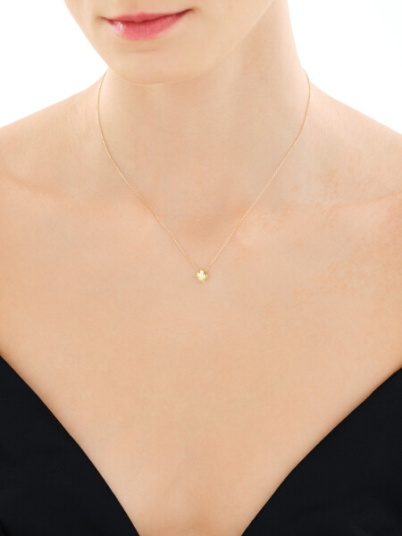 Złoty naszyjnik z cyrkonią - koniczyna
