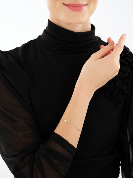 Złota bransoletka - serce, mapa świata, nieskończoność