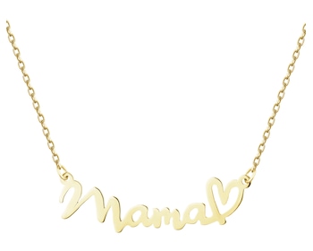 Złoty naszyjnik z cyrkonią - mama, serce