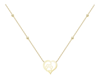 Złoty naszyjnik z cyrkonią - serce, łapka