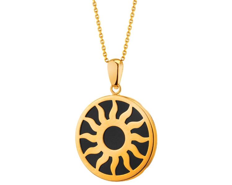 8 K Yellow Gold Pendant with Onyx