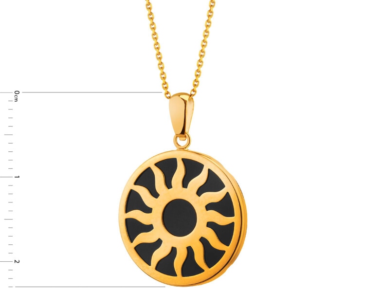 8 K Yellow Gold Pendant with Onyx