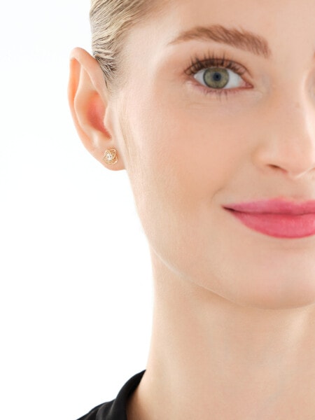 Złote kolczyki z cyrkoniami - kwiaty