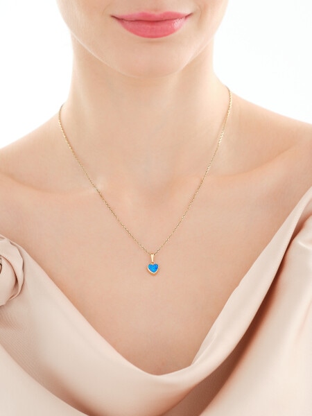 Złota zawieszka z opalitem - serce