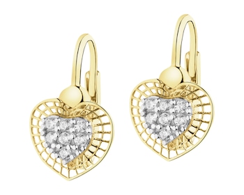 Złote kolczyki z cyrkoniami - serca
