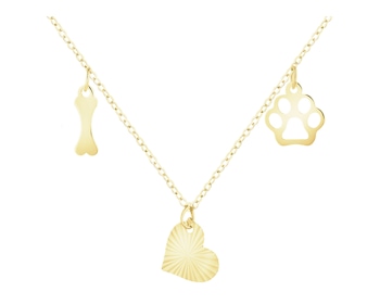 Złoty naszyjnik - łapka, serce, kość