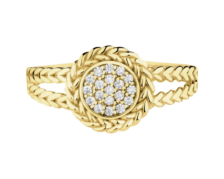 Złoty pierścionek z cyrkoniami