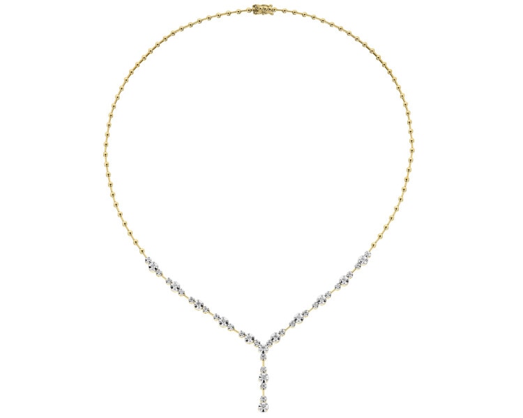 Naszyjnik z żółtego złota z brylantami - 45 cm - 0,71 ct - próba 585