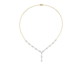 Naszyjnik z żółtego złota z brylantami - 45 cm - 0,71 ct - próba 585