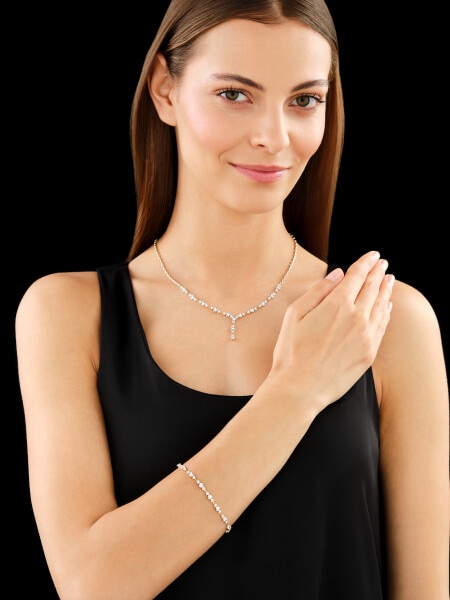 Naszyjnik z żółtego złota z brylantami - 45 cm - 0,71 ct - próba 585