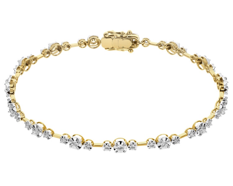 Bransoletka z żółtego złota z brylantami - 19 cm - 0,88 ct - próba 585