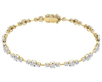 Bransoletka z żółtego złota z brylantami - 19 cm - 0,88 ct - próba 585