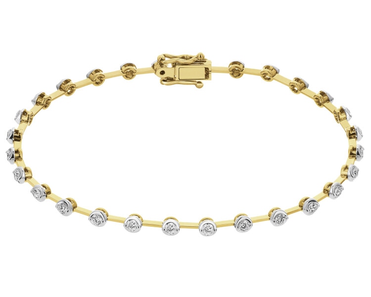 Bransoletka z żółtego złota z brylantami - 18 cm - 1,02 ct - próba 585