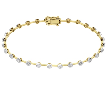Bransoletka z żółtego złota z brylantami - 18 cm - 1,02 ct - próba 585