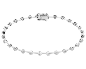 Bransoletka z białego złota z brylantami - 18 cm - 1,01 ct - próba 585