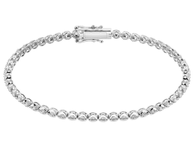 Bransoletka z białego złota z brylantami - 19 cm - 1,12 ct - próba 585