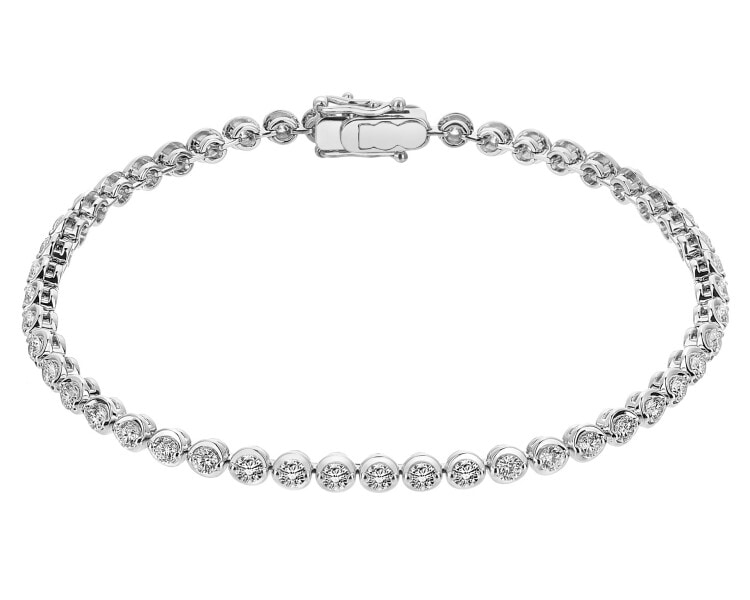 Bransoletka z białego złota z brylantami - 18 cm - 2,64 ct - próba 585