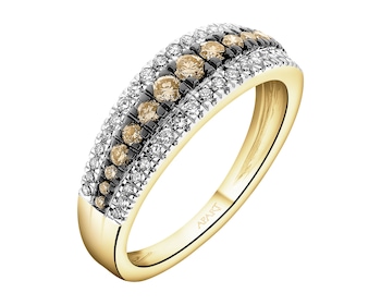 Pierścionek z żółtego złota z diamentami - 0,46 ct - próba 585