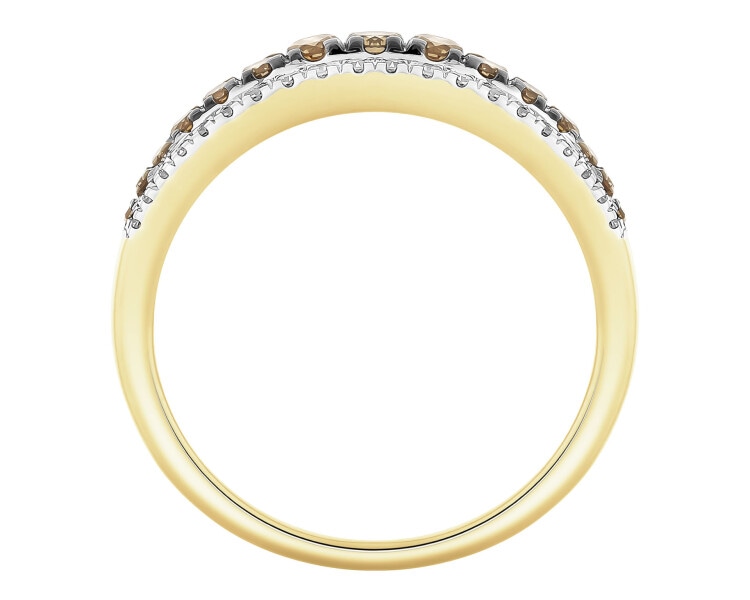 Pierścionek z żółtego złota z diamentami - 0,46 ct - próba 585