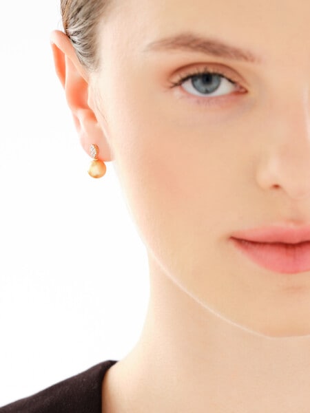 Kolczyki z żółtego złota z diamentami i perłami Golden South Sea - próba 585