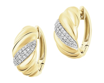 Kolczyki z żółtego złota z diamentami - koła - 0,20 ct - próba 585