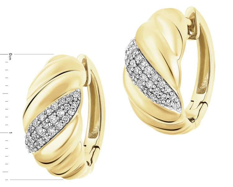 Kolczyki z żółtego złota z diamentami - koła - 0,20 ct - próba 585