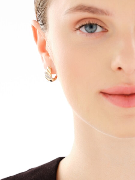 Kolczyki z żółtego złota z diamentami - koła - 0,20 ct - próba 585