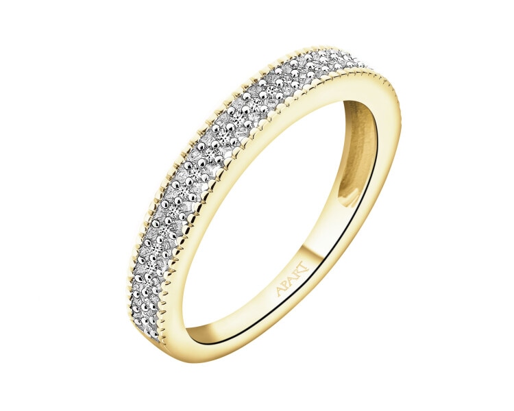 Pierścionek z żółtego złota z diamentami - 0,10 ct - próba 585
