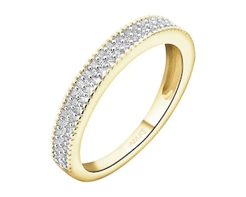 Pierścionek z żółtego złota z diamentami - 0,10 ct - próba 585