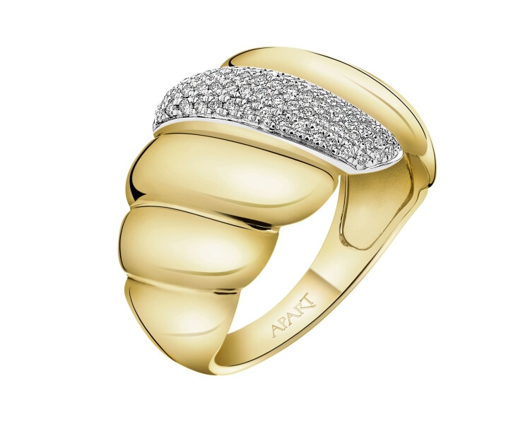 Pierścionek z żółtego złota z diamentami - 0,14 ct - próba 585