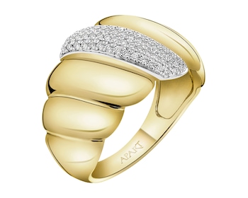 Pierścionek z żółtego złota z diamentami - 0,14 ct - próba 585