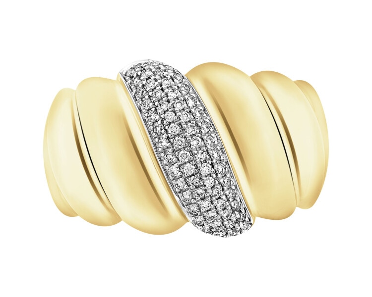 Pierścionek z żółtego złota z diamentami - 0,14 ct - próba 585