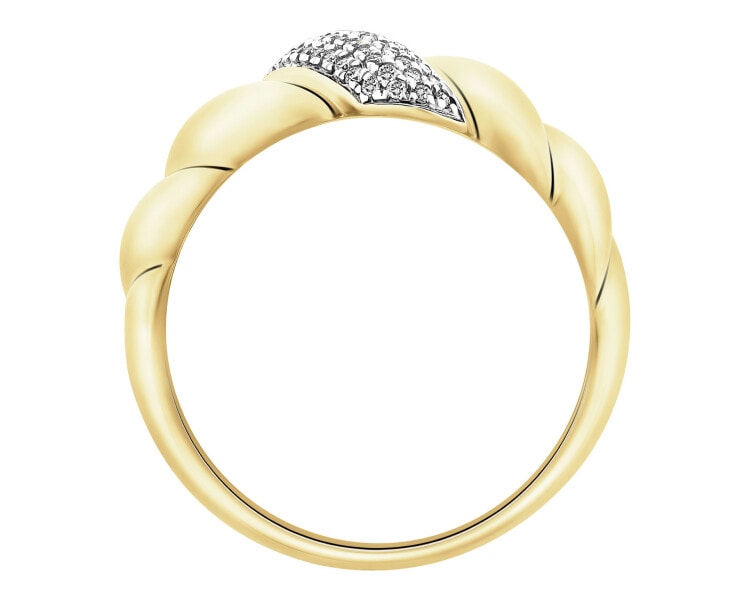 Pierścionek z żółtego złota z diamentami - 0,14 ct - próba 585